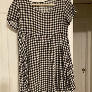 Black checkered babydoll dress